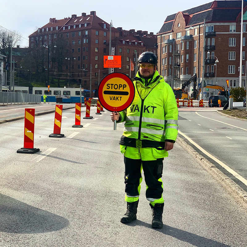 Vakt stoppar trafik i Göteborg